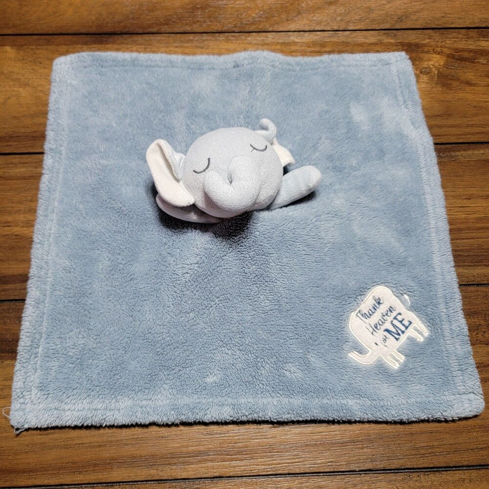 Sandy & Simon Elephant Infant Security Blanket "Thank Heaven For Me" 14" X 15"